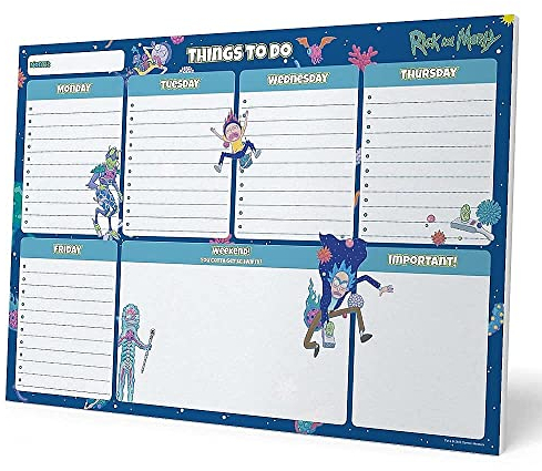 Grupo Erik Wochenplaner Block A4 Kalender Planer Rick & Morty -Tischplaner A4 - Tischkalender ohne Datum - Schreibtischunterlage Papier