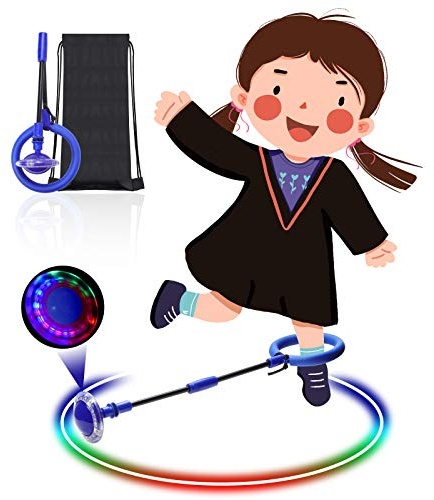 Diealles Shine Kinder Blinkender Springring, Knöchelsprungball Glühender Springender Ball Blinkender Sprungball Fettverbrennungsspiel für Kinder (Blau)
