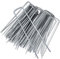 KEPLIN 100 x Garden Pegs Stakes Staples Securing Lawn, Perfect for Weed Control Membrane, Fabric, Artificial Grass, Matting & Netting - Galvanised U Shaped Nail Pins 6''/ 150mm (100 pack, Silver)