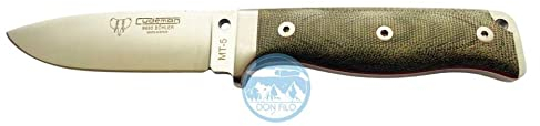 Cudeman Albacete Messer 120-F MT-5 LIMITED Edelstahl Klinge Böhler N-695 11 cm Griff Micarta Canvas grün 11,5 cm Lederetui + Flaschenhalter Geschenk