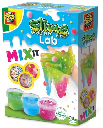 SES Creative 15011 - Schleim-Labor Mix it, Experimentierset für Kinder mit Buntem Schleim, Diverse Farben