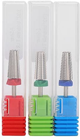 Brrnoo 3Pcs Safety Nail Drill Bits Set - Acrylic Gel Nail Tools, Medium Fine Coarse Cuticle Tools, Remove Gel Polish (Silver)