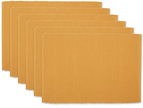 DII Basic Everyday Gerippte Tischsets, 100% Baumwolle, Platzdeckchen-Set, 33 x 48 cm, Honiggold, 6-teilig