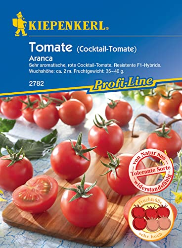 Kiepenkerl 2782 Cocktail-Tomate Aranca F1, sehr aromatische matt rote frühreifende Cocktailtomate mit einem Fruchtgewicht von 35-40 g, resistente F1-Hybride