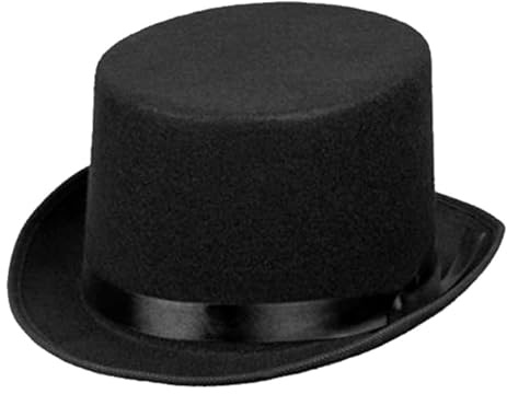 Acan Tradineur - Chistera de fieltro color negro para jóvenes y adultos, sombrero clásico, carnaval, Halloween y celebraciones - 12 x 26 x 30 cm