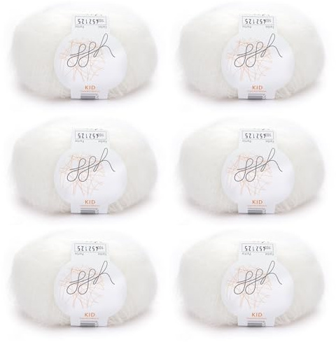 ggh Kid Box | Mohairwolle zum Stricken | 150g Set (6x25g) | 103 - Weiß