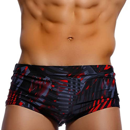 SEAUR Shorts de Bain Homme Taille Basse avec Coussin Amovible Adultes Maillot de Bain Slip Imprimé pour Piscine Plage - Style 8 - L