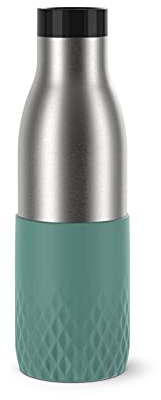 Tefal - Botella de 0,5 L, verde, reutilizable, acero inoxidable 18/10, hermético, funda de silicona, ergonómica, mantiene bebidas calientes 12H y frías 24H, compatible con lavavajillas BLUDROP