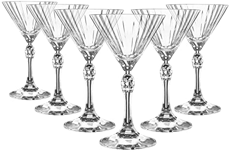 Bormioli Rocco America '20s Martini Glasses - Vintage Art Deco Coupe Glasses for Wine, Espresso Martini - 155ml - Clear - Pack of 12