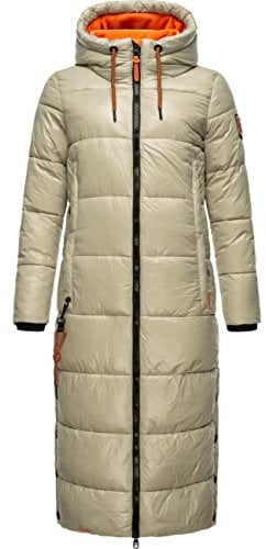 Navahoo Damen Warmer Winter Steppmantel mit Kapuze Schmuseengel Pebble Grey Gr. S