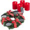 Britesta Adventkranz: Adventskranz mit rotem Schmuck, inkl. LED-Kerzen in rot (Weihnachtskranz, Adventsdeko-Kerzen-Kranz, Weihnachten)