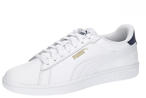 Puma Smash 3.0 L Unisex Sneaker , Puma White Puma Navy Puma Gold, 47 EU