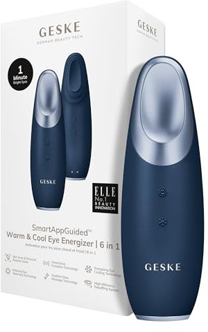 GESKE | SmartAppGuided™ Warm & Cool Eye Energizer | 6 in 1 | Augenmassagegerät | Massagegerät gegen Augenringe | Tränensäcke und Schlupflider entfernen | Elektrische Augenmassage