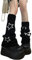 Y2k Stulpen mit Sternentotenkopf-Druck, zwei Seiten, gestrickt, Punk, Mädchen, japanische Kawaii-Stulpen, Streetwear, Beinabdeckung, Schwarz, Einheitsgröße