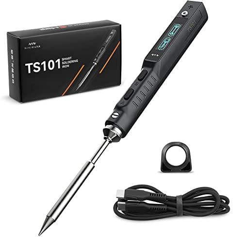 Towwoo Saldatore Portatile, Punta TS101-I, Mini Saldatore Cordless Digitale, Saldatore Elettrico Professionale, Ingresso Alimentazione DC 5525 Tipo-C 65W+PD, Display LCD, Temperatura Regolabile