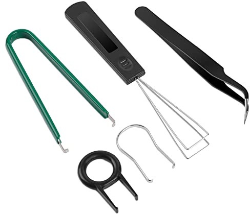 5 Pcs Keyboard Cleaning Tools - Switch Puller Set, Stainless Steel Keycap Remover Kit with Keycap Tweezers for Mechanical Keyboard