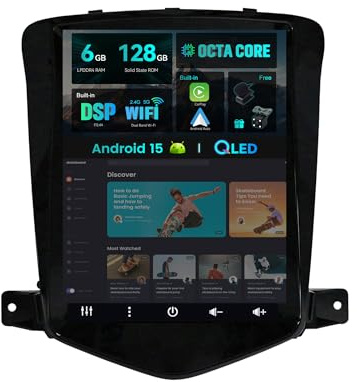 SXAUTO - 6G+128G - Android 14 IPS Car Stereo For Chevrolet Cruze (2006-2015) - Wireless CarPlay/Android Auto/DSP - Camera + MIC - 9.7 Inch 2 Din - DAB Steering Wheel Fast-boot 360-CAM Dual Band WIFI
