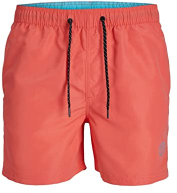 JACK & JONES Herren Badeshorts Badehose Swimwear Jpstfiji Jjswim Solid Sn Ly 12225961,Hot Coral,M