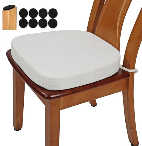 BUYUE Stuhlkissen 6,5 cm dick, U-Form Sitzkissen 40x40 cm mit hochdichtem Schaumstoff, Stoffbezug, rutschfestes Sitzpolster für Küche und Esszimmer (1 Stück, Hellgrau)