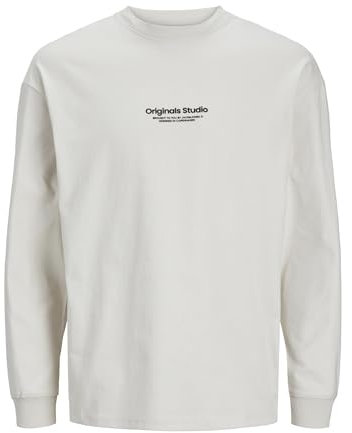 JACK & JONES Men's Jorvesterbro Tee Ls Crew Neck Longsleeve T-Shirt, Moonbeam, S