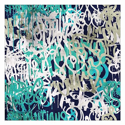 Bilderwelten Fototapete Jugendzimmer Graffiti Art Tagged Wall Türkis 240 x 240 cm Vlies-Tapete XXL Smart Wandtapete Wanddekoration Schlafzimmer