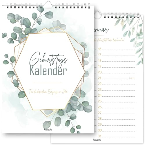 blaash® GEBURTSTAGSKALENDER jahresunabhängig DIN A4 | Mit dem Jahres Geburtstagskalender wird kein Geburtstag vergessen | Kalender ohne Jahr | Geburtstagskalender immerwährend