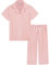 Amorbella Womens Capri/Cropped Pyjamas Set Button Down/Up/Front Short Sleeve Pajamas Lightweight Pjs(Peach Coral. Medium)