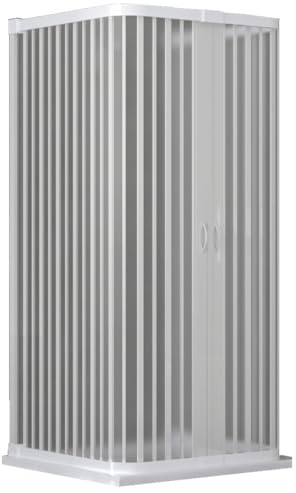 Dreiseitig faltbare PVC-Duschkabine, zentraler Eingang - 90x90x90