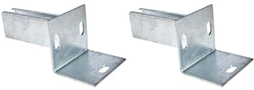 Alberts 685690 Pfostenträger für Zaunpfosten auf L-Randsteinen | zum Aufschrauben | feuerverzinkt | Platte 94 x 100 mm | für Pfosten 60 x 40 mm (Packung mit 2)