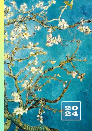 2024: Agenda Settimanale | Formato A5 Tascabile 14,8 x 21 cm | 1 Settimana Su 2 Pagine | 12 Mesi Weekly Planner | Diario Giornaliero | Calendario ... | Vincent Van Gogh Ramo di mandorlo in fiore