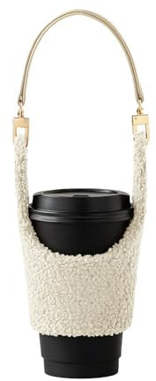 MultiValue Water Bottle Handle Strap, Soft Plush Water Bottle Holder with Buckle Ring & Hook and Loop, Stylish Water Bottle Carrier Bag Holder Water Bottle Strap for Hiking Traveling (Beige)