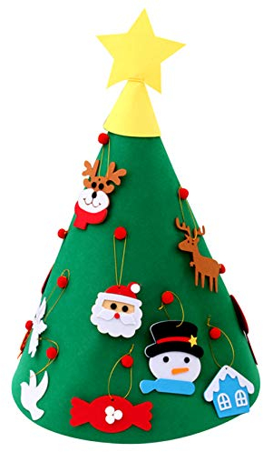 Albero di Natale in feltro fai-da-te,set di alberi di Natale in feltro staccabile,regali di Natale per bambini,porta a muro per ufficio aula appeso decorazioni natalizie (100 cm * 70 cm)