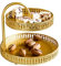 Etagere 2 Etagen Gold - Große Obst- und Gebäckschale, Konfektschale, Dekoratives Rundes Serviertablett für Gemüse, Snacks, Süßigkeiten (Blatt)