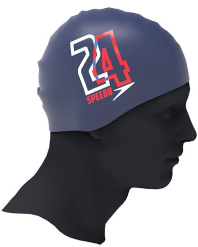 Speedo 87751054150691SZ - Gorra de Silicona Impresa Dos Cuatro Azul Marino 1SZ