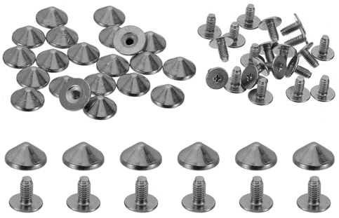 PATIKIL 10mm Nieten für Kleidung, 20 Sets Nieten und Spikes Leder Nieten Kegel Spikes Metall Schraubnieten für Kleidung Lederhandwerk Stoff Schuhe, 4,7x10mm, Schwarz