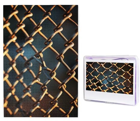 1000 Piece Jigsaw Puzzle - Chain Link Fence Picture Puzzles for Adults Challenging Puzzle Personalized Wooden Puzzle Photo Puzzle Gifts 29.5 X 19.7