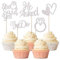 Xsstarmi 30 Packung Hochzeit Cupcake Toppers Glitzer He Asked She Said Yes Cupcake Picks Heart Ring I Do Wedding Kuchendekoration für Hochzeit Verlobung Brautparty Partyzubehör Silber