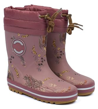 Mikk-line Stivali da pioggia per bambini con calda imbottitura, impermeabili, per ragazzi e ragazze, in gomma termica antivento, con dettagli riflettenti, Rosa, 22 EU