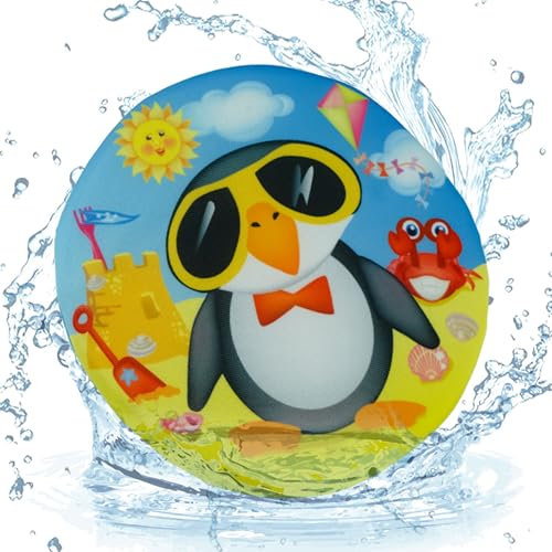 1x Penguin Design Splash Water Skimmer, Beach Play Disc Toy, Soft Foam Flying Disc Frisbee, Outdoor Fun Play Activity Swimming Pool Floating Water Toys for Kids and Adults 18cm