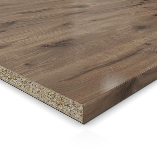 19mm Spanplatte Zuschnitt Eiche Castell melaminharzbeschichtet Länge bis 200cm Dekorplatten Zuschnitte mit Umleimer Auswahl: 60 x 140 cm (ABS Kante Lange Seite)