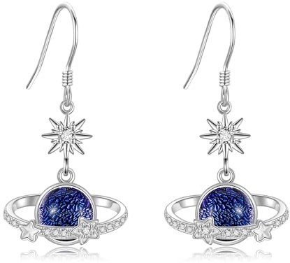 Planeten Ohrringe 925er Sterlingsilber Weltraum Ohrringe für Damen Weltraum Schmuck für Damen