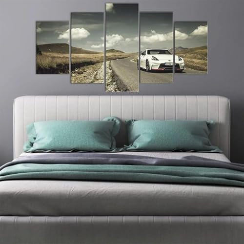 FatAco 5 Paneele Leinwand mit Rahmen Nissa 370Z Bild Kunstdruck Leinwand Gemälde Wandmalerei Home Office Wohnzimmer Schlafzimmer Dekoration Ready to Hang
