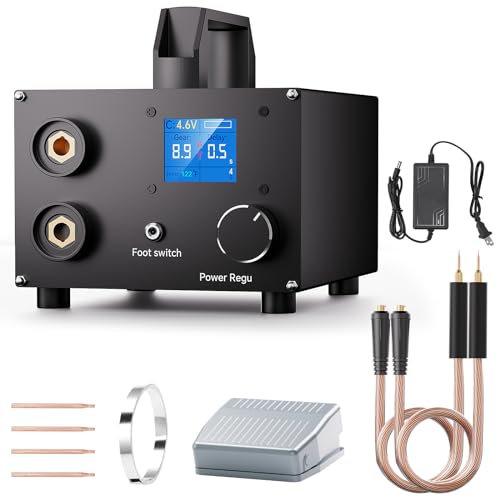 SEESII Saldatore a Punti per Batterie - SE-223 Saldatrice a Punti Condensatore 3000 F 250 Ingranaggi Regolabile con 1,80 Pollici LCD, Spot Welder per 0,1-0,3mm Striscia Nichel