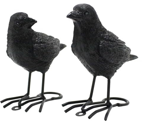 Raven Statue Resin, Halloween Raven Figurine, Bird Sculpture Garden, Crow Statue Decor, Resin Animal Sculpture, Garden Bird Statue, Raven Animal Figurine, Yard Decor Sculpture, Halloween Crow Figurine