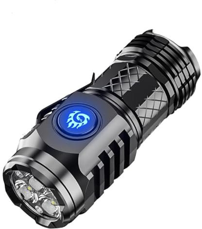 CHENRI Three-Eyed Monster Mini Flash Super Power Flashlight, LED Taschenlampe Aufladbar, Extrem Helle Taschenlampen mit 5 Lichtmodi, Wasserdichte Mini Handlampe für Camping Outdoor (Schwarz)