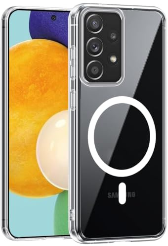 Tawarror Magnetisch Handyhülle für Samsung Galaxy A52/ A52s 5G Hülle, Transparent Schutzhülle für Samsung A52 5G Hart PC Rückseite Kratzfest + TPU Bumper Stoßfest Case, Klar