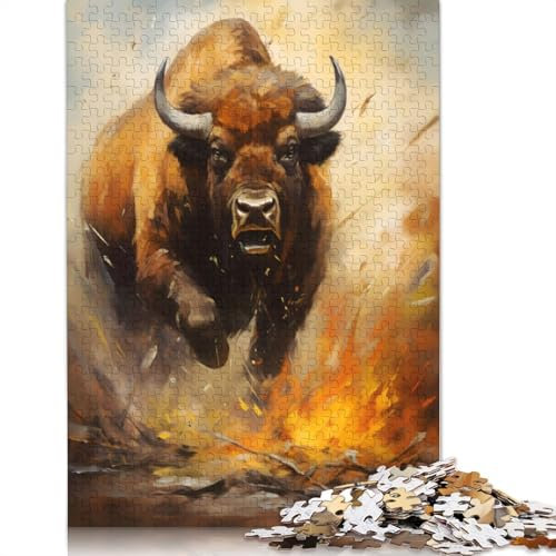 Buntes Bison-Puzzle, umweltfreundliche Materialien, 100% recycelter Karton, Puzzle für Frauen und Männer, einzigartiges Geschenk, 1000 Teile (26 x 38 cm)