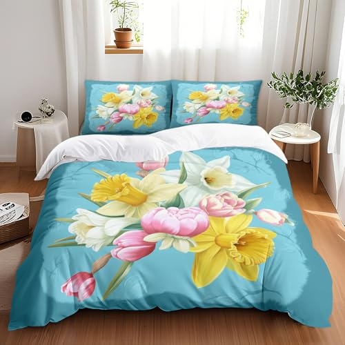 Bettbezug 200 X 230 Türkis Bettbezug Set,Bettbezüge-Sets 3 Teilig Mikrofaser Bettbezug Mit Reißverschluss Und 2 Kissenbezug 80X80Cm, Jugendliche,Bettwäsche-Sets Modern