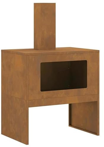 Eleganz Feuerstelle mit Rauchabzug aus Metallstahl – Moderner Outdoor Kamin für Garten, Terrasse und Balkon – Langlebig und Wetterbeständig – Ideal für Gemütliche Abende im Freien