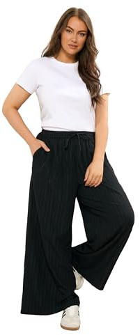 Yours Curve Wine Crinkle Wide Leg Trousers - Women's - Plus Size Curve